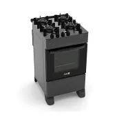 Cocina a gas JAM EVA Top Glass 4HB - Negro con luz en el horno